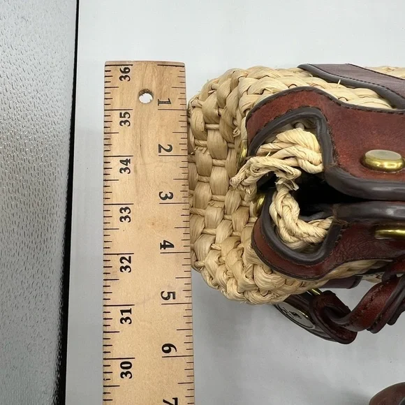 New Fossil Vintage Reissue Large Woven Straw Leather Trim Handbag, $198 - Picture 14 of 15